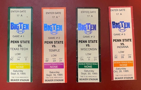 Penn State PSU Football Ticket Stub You Pick 1995 1996 1997 2001 2002 Big 10 Cover