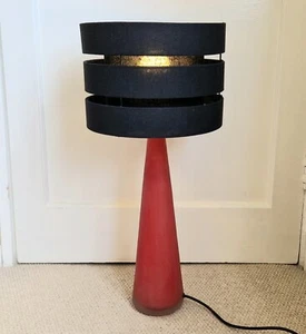 Vintage Habitat Cased Frosted Red Glass Large Cone Lamp Double Drum Shade V.Rare - Picture 1 of 21