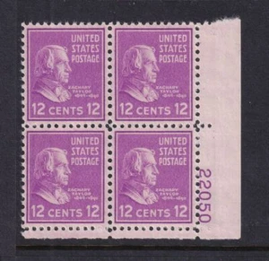 1938 Zachary Taylor Prexy 12c Sc 817 MNH OG electric eye plate block (5H - Picture 1 of 1