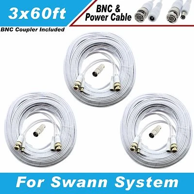 WHITE PREMIUM 180FT BNC CABLE FOR 16 CH SWANN D1 DVR SYSTEMS - Image 1 of 4