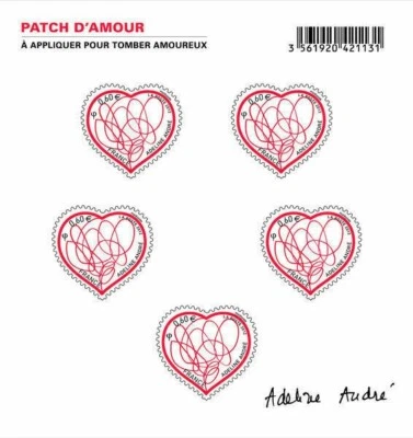 France 2012 Valentine's Day Heart Unique Unusual Transparent Stamp Sheetlet - Image 1 of 3