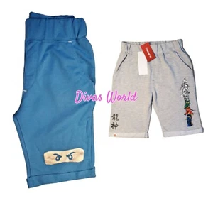 Ninja Boys Bermuda Shorts 3/4 Trouser Pant Grey & Blue Kids PJ Pants Pyjamas - Picture 1 of 21