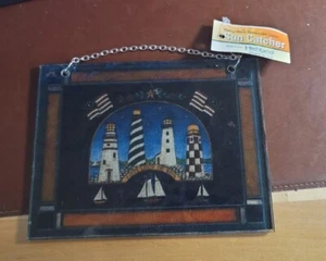 Buntglas Biene Leuchtturm hängend Sonnenfänger Ornament für Fenster oder Garten - Bild 1 von 2