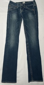 Pantalones de mezclilla True Religion de colección para mujer 26 azules pierna recta tiro bajo desgastados EE. UU. Y2K - Imagen 1 de 9
