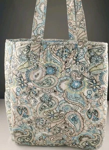 Buckhead Betties Quilted 14.5" Paisley Tote Bag  Side Pockets 2 Handles *STAIN*  - Picture 1 of 13