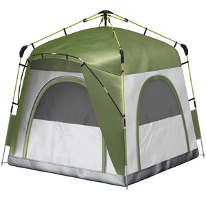 Outsunny Tenda 2 Posti Pop Up da Campeggio Porta a Cerniera e 3 Finestre Verde - Foto 1 di 10