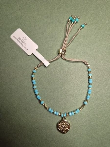 Boho Betty Azalea Gold & Turquoise Howlite Om Charm Beaded Bracelet - Picture 1 of 3