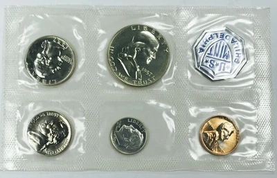 1957 P SILVER MINT SET U.S. MINT SOFT PACK! OUTSTANDING SET! SO COOL! NR #G1691 - Image 1 of 4