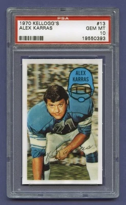 1970 ALEX KARRAS HOF PSA 10 GEM-MT KELLOGG'S 3-D DETROIT LIONS BEAUTY (#13) RZC - Image 1 of 3