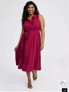 Torrid Midi-Hemdblusenkleid mit Kragen Kirschen Jubiläum dunkelrosa Größe 3 - Bild 1 von 8