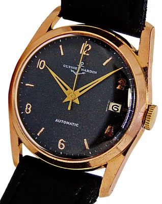 Vintage Ulysse Nardin Automatic date 34mm  18k Gold Plated serviced Swiss watch - Image 1 of 4