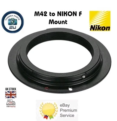 M42 Screw Lens to Nikon F Adapter Ring -mid AI AIS AF-D DSLR -mid Manual Focus - Image 1 of 4