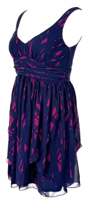 BCBGeneration Womens Size 10 Dress Blue Pink Sleeveless Ruching Knee Length - Image 1 of 4