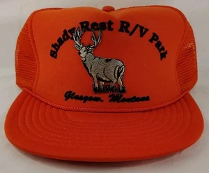 Vintage Shady Rest RV Park Snapback Orange Trucker Rope Hat - Picture 1 of 6