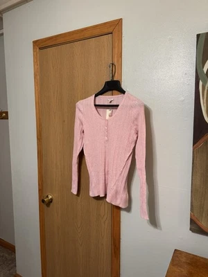 Blusa de malha popover manga longa Sonoma Life + Style nova com etiquetas tamanho PL rosa gola redonda  - Imagem 1 de 4