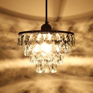 Black Crystal Pendant Light Small Chandelier, 47.24 Inches Height Adjustable,... - Picture 1 of 9