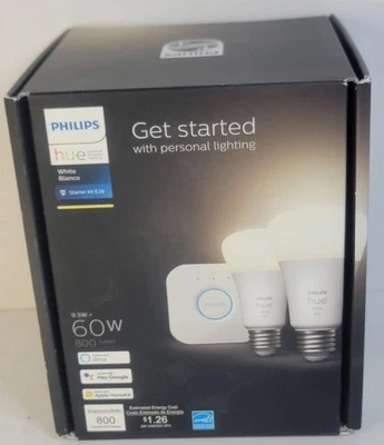 Philips Hue Bluetooth Starter Kit - 2 White A19 60W LED Bulbs & Hub Open Box  - Image 1 of 4