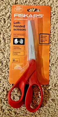 Fiskars Left-Handed Scissors 8" Stainless Steel Blades Ergonomic Handle - Image 1 of 4