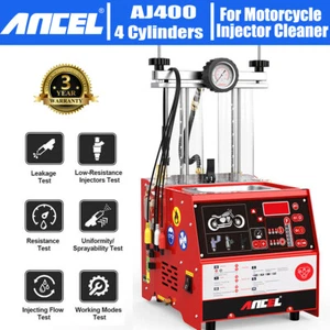 ANCEL AJ400-M Motorcycle Fuel Injector Cleaner Tester 4-cylinder Ultrasonic Tool - Picture 1 of 7