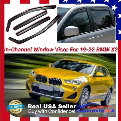 Viseras de ventana de ventilación en canal para BMW X2 2019-2021 deflectores de protección solar de lluvia Foto 1 de 4