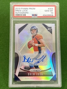 Drew Lock 2019 novato radiocontrol  plateado automático #304 radiocontrol PSA 10 gemas como nuevo  Broncos - Imagen 1 de 2