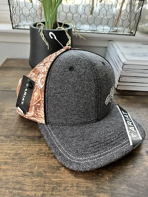 ARIAT MENS SNAP BACK BROWN FLORAL GREY OSFA A300012906 New With Tag!! - Image 1 of 4