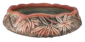 Weller Woodcraft Palm Leaf Console Bowl Art Pottery 9.5in 1920s Vintage A Beauty - Picture 1 of 9