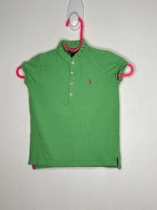 Polo Ralph Lauren Pique Shirt Girls Size 6X Green Short Sleeve Mandarin Collar - Picture 1 of 4