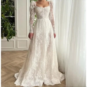 Women Prom Wedding Dress Floor Length Boat Neck Simple Fairy - Picture 1 of 7