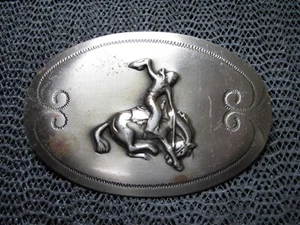 WESTERN BUCKING BRONCO COWBOY BELT BUCKLE! VINTAGE! RARE! 1980s! USA! COWGIRL - Picture 1 of 8