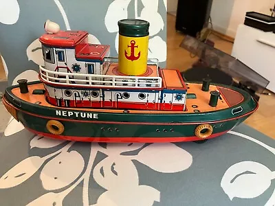 Trade Mark Modern Toys Altes Blechspielzeug Schiff Boot Neptune Vintage Japan • 150€