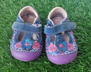 Stride Rite Baby Girls 3 Medium Shoes “Cynthia” Mary Jane Purple Flower T-Strap - Picture 1 of 7