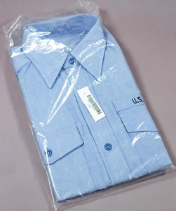 US Navy Issue Men's Short Sleeve Shirt Utility Blue Large 8405-01-458-5543 - New - Picture 1 of 1