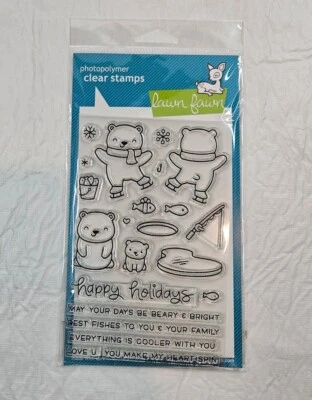 Juego de sellos de cervatillo césped Beary Happy Holidays LF1470 oso polar pez copo de nieve nuevo Foto 1 de 4