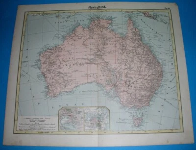 1898 nice ORIGINAL MAP AUSTRALIA MELBOURNE SYDNEY PERTH TASMANIA HOBART ADELAIDE - Image 1 of 4