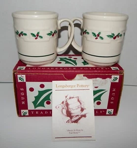 Tazas Longaberger Cerámica TRADICIONAL ACEBO Nuevas en Caja Juego de 2 EE. UU. (31402) - Imagen 1 de 11
