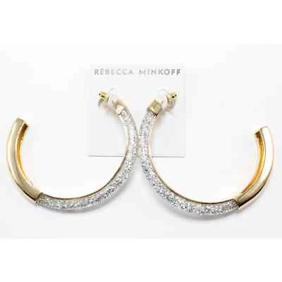 Rebecca Minkoff Large Gold Glitter Hoop Earrings #RM239 - Image 1 of 2