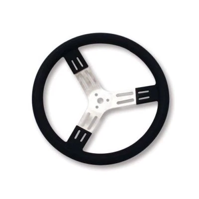 Longacre 52-56801 15" Dished Steering Wheel; Black With Spokes and Smooth Grip - Image 1 of 3