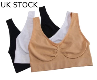 Pack de 3 - Sujetador Confort Calidad - 11 Colores - Sin Costuras, Inalámbrico, Cómodo NUEVO Foto 1 de 4