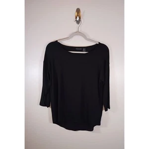 Tahari Lagenlook Tunic Knit Black 3/4 Length Sleeve Knit Crew Neck Size S NWT - Picture 1 of 5