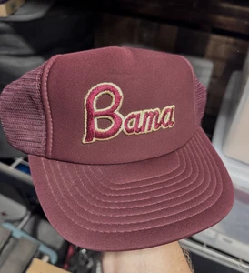 Vtg Alabama "Bama" Hat Cap SnapBack Maroon Red Trucker Mesh - Picture 1 of 7