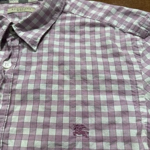 Burberry Button Up Shirt Mens S Purple Check Graph Plaid Long Sleeve Luxury - Picture 1 of 11
