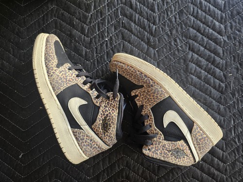Scarpe Nike Air Jordan 1 Mid Retro Youth taglia 6 anni stampa leopardata BQ6931 021