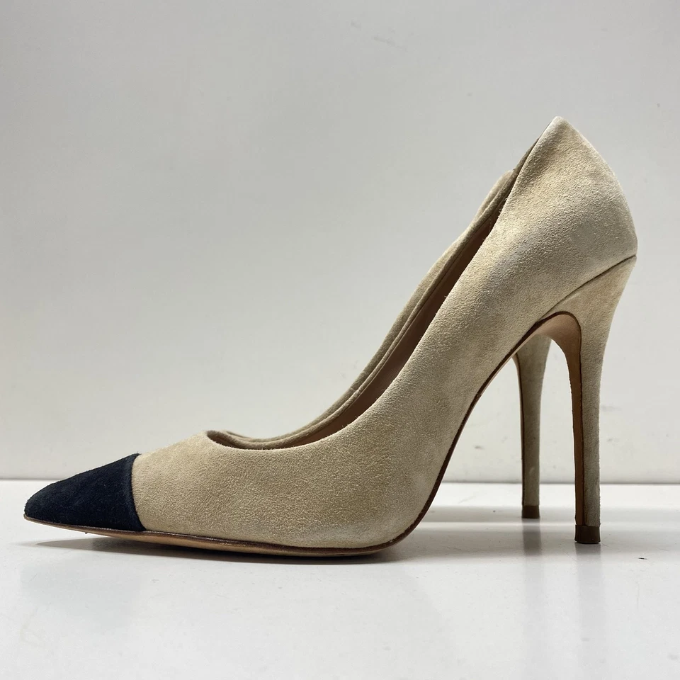 Jean-Michel Cazabat Mujer Emma 38.5 Beige Negro Gamuza Tacones Talla 8 Foto 1 de 4