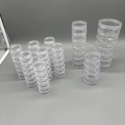 Lot Of Plastic Storage Containers Layer Screw On Stackable Round Cross Stitch - Image 1 of 4