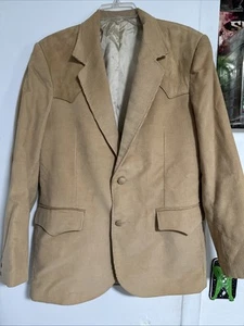 Vtg Pioneer Wear Corduroy Jacket Medium Western Blazer Leather Elbow Patches - Picture 1 of 12