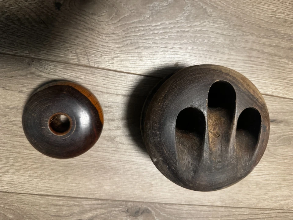 Lote De 2 Barcos Antiguos Bloque Deadeye Pully Boat Náutico Madera Marítimo Foto 1 de 4