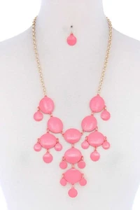 Brushed Oval Shape Dangle Metal Necklace - Picture 1 of 3