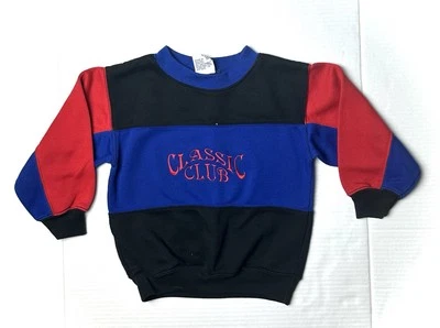 Sudadera Vintage French Toast Niños Niños 4T Bloque de Color Azul Rojo Cuello Redondo Años 90 Foto 1 de 4
