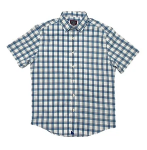 Untuckit Shirt Mens S Blue Plaid Short Sleeve Button Up Booker Polyester Casual - Picture 1 of 7
